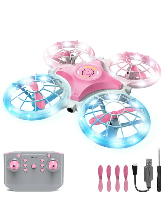 Beefunni Mini Pink Drone for Girls Kids and Beginner, LED Hover Drone Toy for Girl Kids 8 9 10 11 12+ Years, Remote Control Beginner Quadcopter Indoor Outdoor, Birthday Gifts for Kids 8-12 Years.
