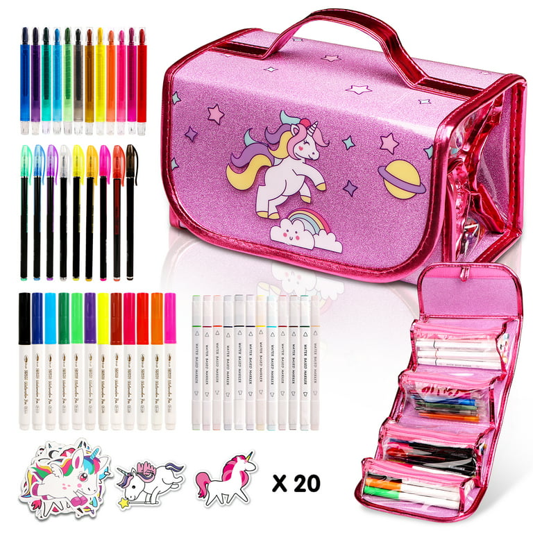 Beefunni Pink Fruit Scented Markers Set, School Supply Kit 56 Pcs with  Unicorn Pencil Case, Unicorn Gifts for Girls Ages 4-6-8, Art Supplies  Christmas
