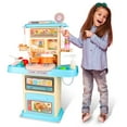thumbnail image 1 of Beefunni Kids Play Kitchen Set, Kitchen Toys for Girls, with Lights & Sounds, Blue-Pink, Pretend Play Foods for Toddlers Girls Gifts 3-6 Years., 1 of 9