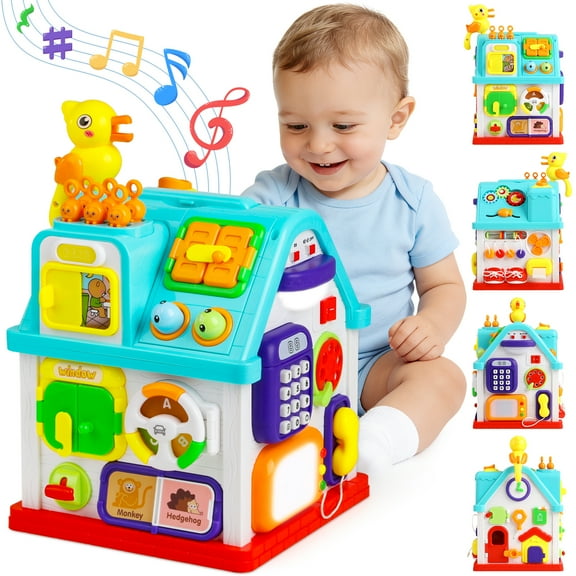 Beefunni Montessori Toddler Toy – Educational Musical Learning House for Boys & Girls, Baby Toys 6–12 Months, 1 Year Old Toys, Early Learning Activity Cube, Bilingual Kids Toy, Sensory Toys