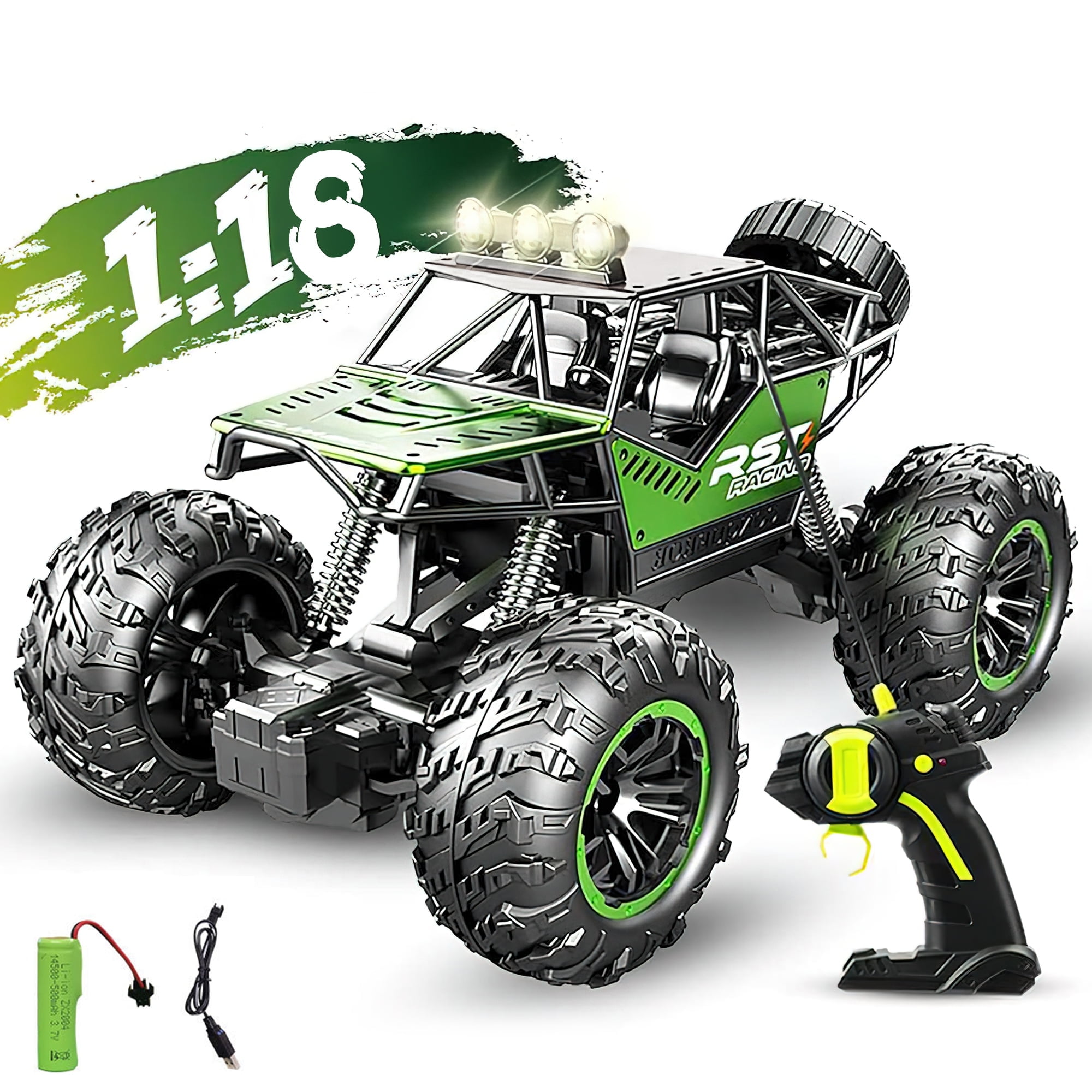 Beefunni RC Cars,1:18 Off Road Monster Truck,2.4Ghz All Terrain Hobby Truck with Headlight Rock Crawler,Birthday Gifts