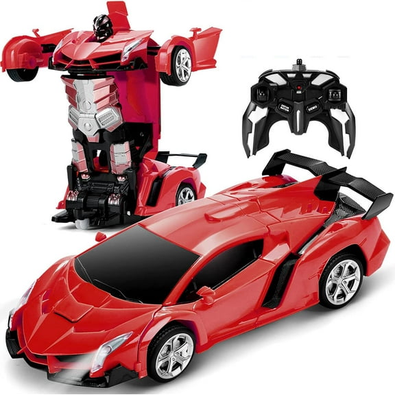 Beefunni Remote Control Car,Transform Robot RC Cars for Kids 2.4Ghz 1:18 Rechargeable 360°Rotating Stunt Race Car Christmas Birthday Gifts for Boys Age 5-12 Years