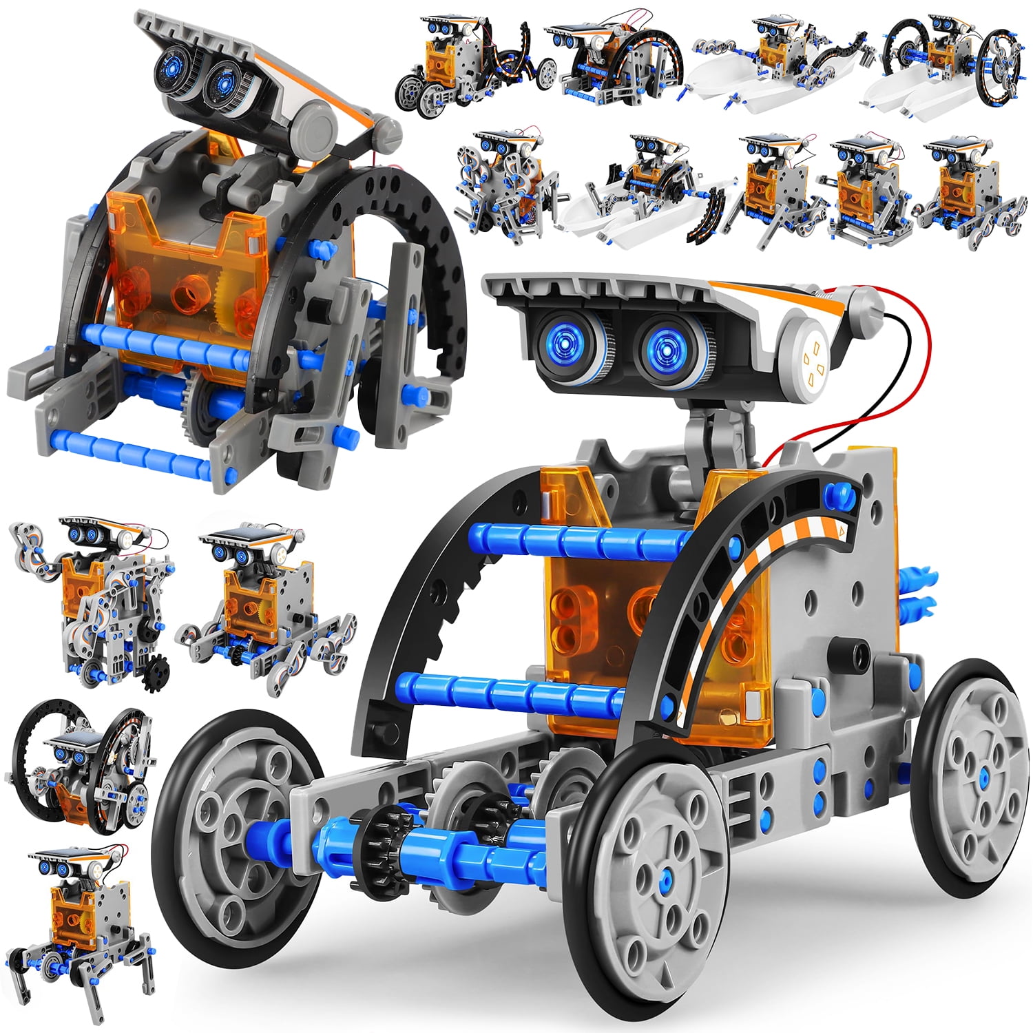 Beefunni STEM Toys Solar-Powered Transforming Robot Toy - 12-in-1 Construction Set for Kids