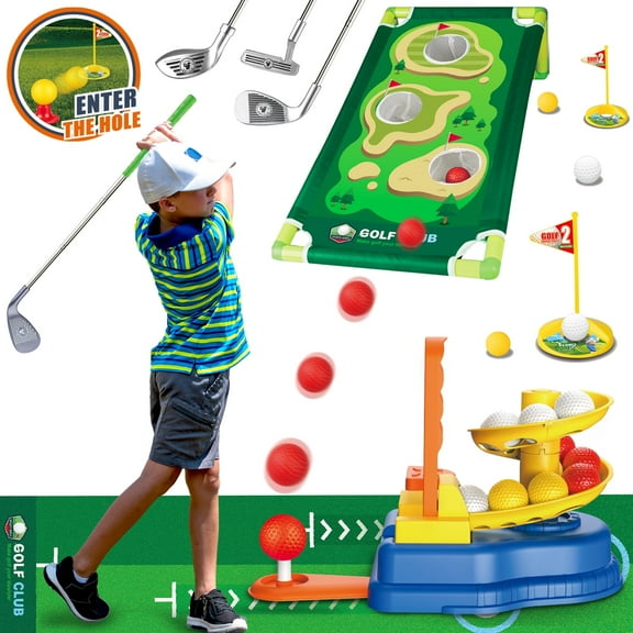 Beefunni Toddler Golf Clubs Kids Golf Toy Set, 20 Balls Indoor & Outdoor Sport Games Toy, Birthday Gifts for 3 4 5 6+ Year Old Boys Girls