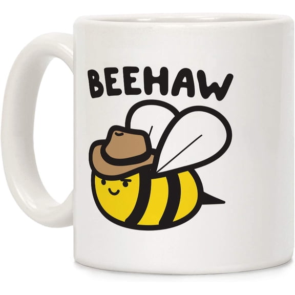 Beehaw Cowboy Bee White 11 Ounce Ceramic Coffee Mug