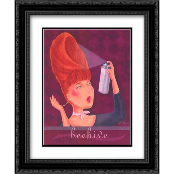 Beehive 2x Matted 14x16 Black Ornate Framed Art Print by Shari Warren