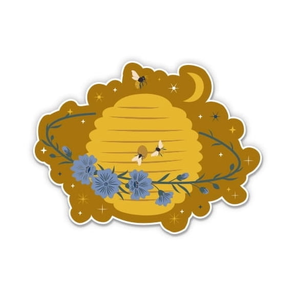 Beehive Celestial Cute Planet Native Wild Bees - 3" Vinyl Sticker - For Car Laptop Water Bottle Phone - Waterproof Decal