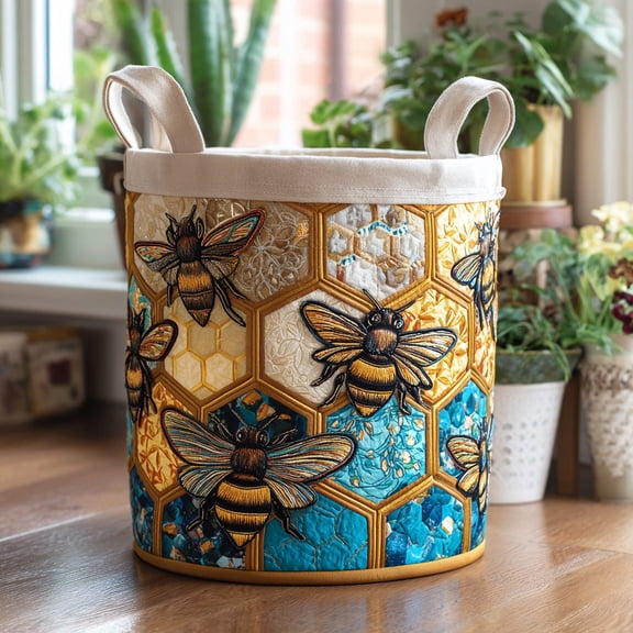 Beehive Charm Quilted Laundry Basket
