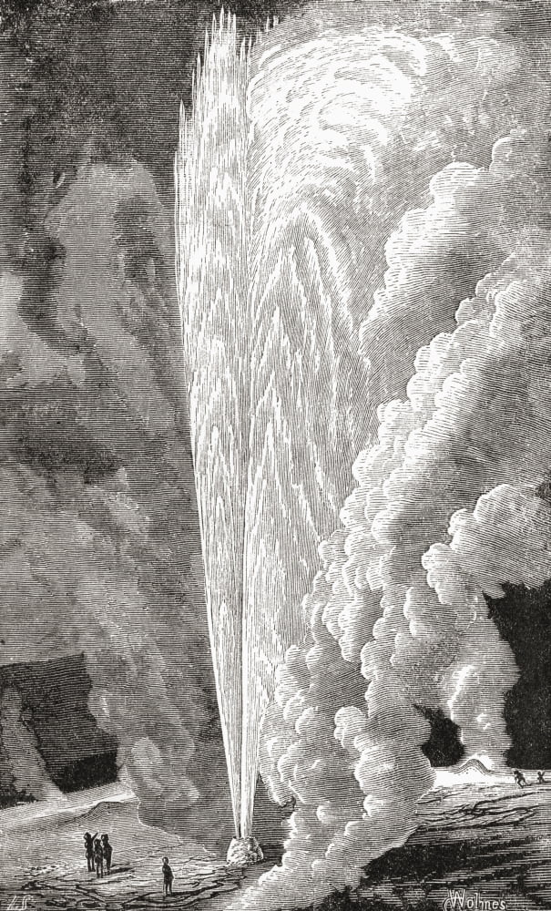 Beehive Geyser Upper Geyser Basin Yellowstone National Park United States Of America In The Late 19Th Century From North America Published 1883 Canvas Art - Ken Welsh Design Pics (22 x 36)