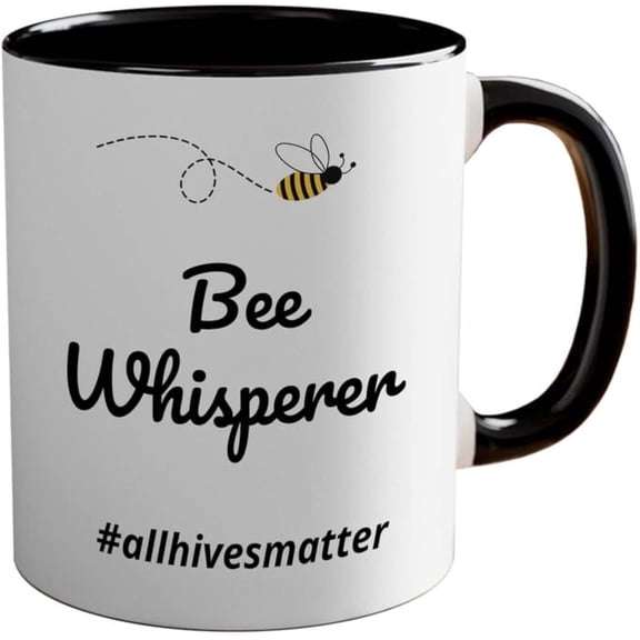 Beekeeper 2Tone Black Mug 11oz - Bee Whisperer A - Honeybee Beehive Organic Nature Beekeeping Honeycomb Honey Server Farmer