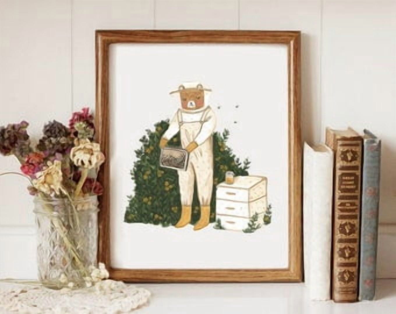 Beekeeper Bear Art Print Poster, Poster Home Decor, Poster Only ...