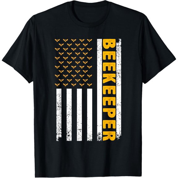 Beekeeper For Men Women Beekeeping American Flag Bee Lover T-Shirt