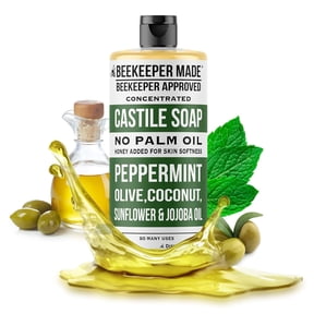 Beekeeper Made Natural Castile Soap, 32 fl oz, No Palm Oil, (Peppermint)