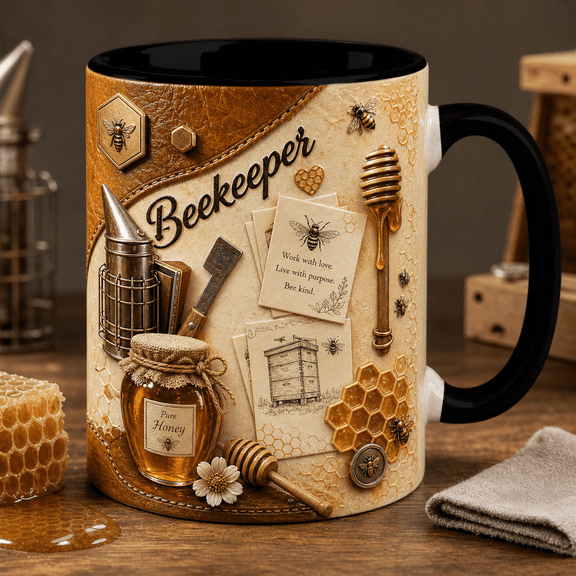Beekeeper Mug 3D Effect Honey Bee Coffee Cup Gift for Beekeepers and Bee Lovers