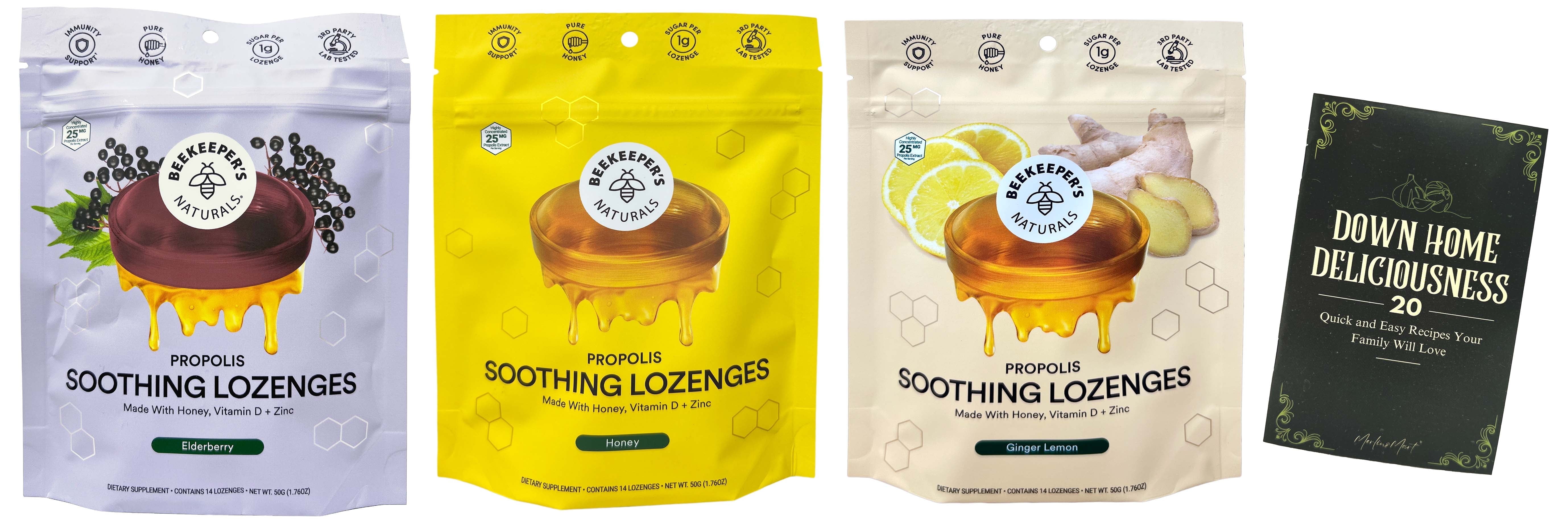 Beekeeper's Natural Propolis Soothing Lozenges 3 Flavor Variety (1) Each: Honey, Ginger Lemon, Elderberry (1.76 Ounces) | MerlinsMart Zine