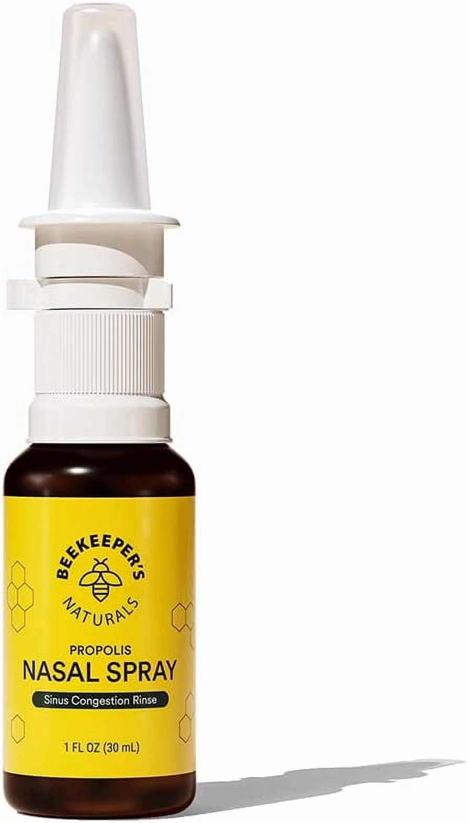 Beekeeper's Naturals Nasal Spray for Adults with Propolis, Xylitol & Saline, Clears Nasal Congestion, Moisturizes Sinus Canal, & Decongest Sinus Cavities, 1 fl oz