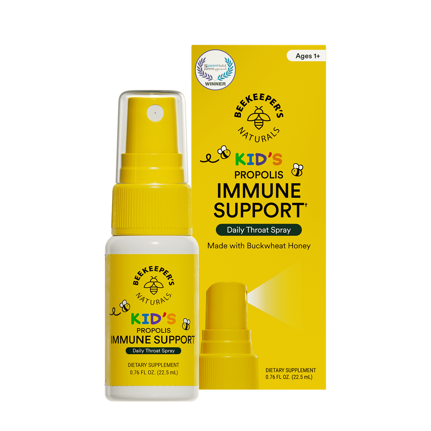 Beekeeper's Naturals Kids Propolis Throat Spray - Natural Immune Support For Sore Throat Relief