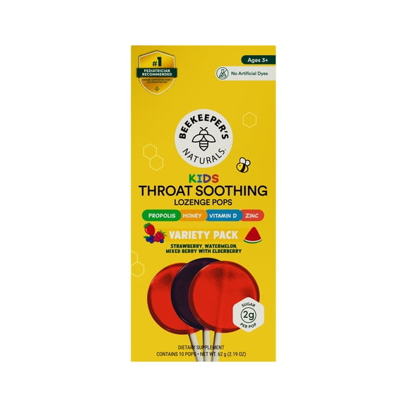 Beekeeper's Naturals Kids Lollipops With Vitamin D & Honey, Allergen Free, 10 Count
