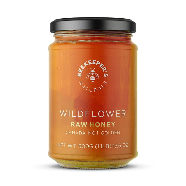 Beekeeper's Naturals Nutrient-Rich Wildflower Raw Honey, 17.6 oz Jar