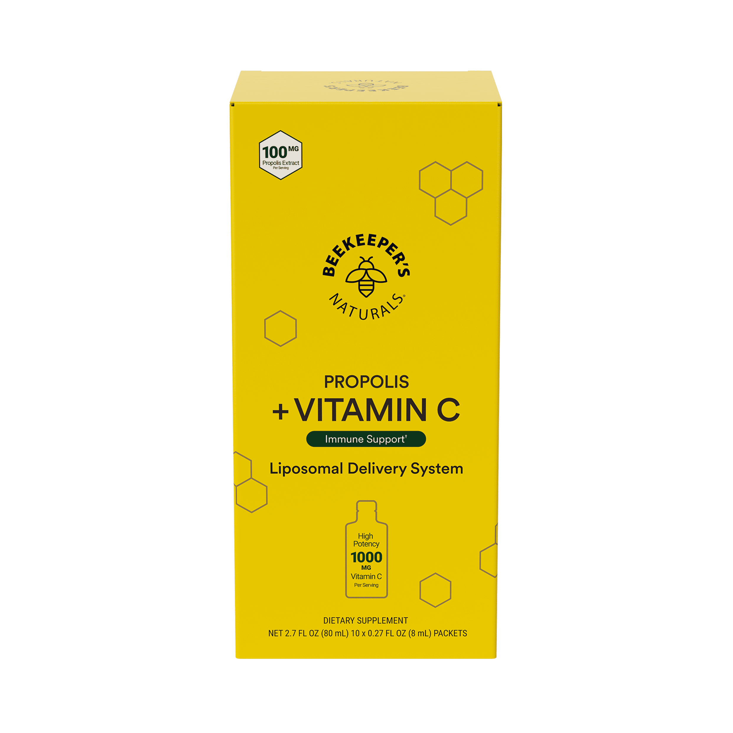 Propolis Liposomal Vitamin C by Beekeeper's Naturals, 1000mg Vitamin C, Propolis & Organic Honey, Supercharged Immune Support & Increased Bioavailibity for Max Absorption, 10 Count