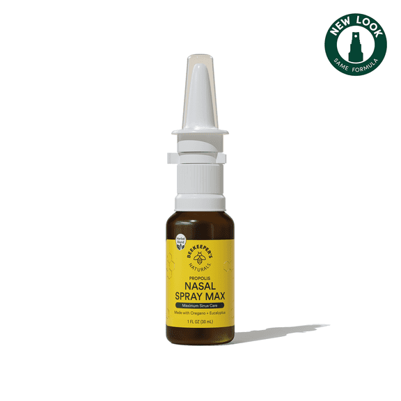 Beekeeper's Naturals Propolis Nasal Rinse Spray Max, Relief for Adults w/Eucalyptus, Oregano & Saline, Clears Nasal Congestion, Moisturizes Sinus Canal, & Decongest Sinus Cavities, 1 fl oz