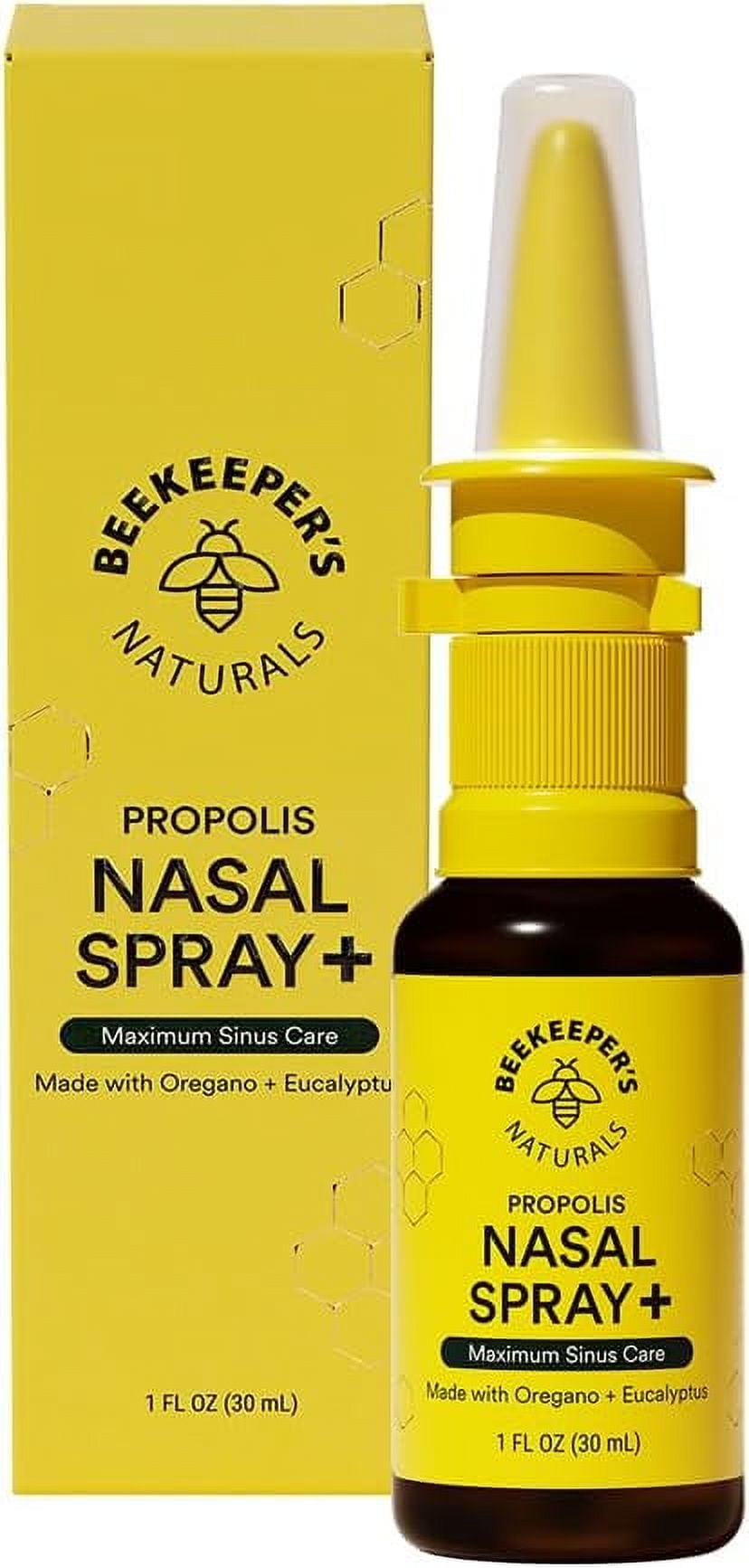Beekeeper's Naturals Propolis Nasal Rinse Spray Plus, Relief for Adults w/Eucalyptus, Oregano & Saline, Clears Nasal Congestion, Moisturizes Sinus Canal, & Decongest Sinus Cavities, 1 fl oz