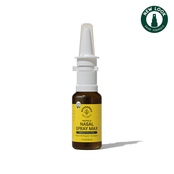 Beekeeper's Naturals Propolis Nasal Rinse Spray Max, Relief for Adults w/Eucalyptus, Oregano & Saline, Clears Nasal Congestion, Moisturizes Sinus Canal, & Decongest Sinus Cavities, 1 fl oz