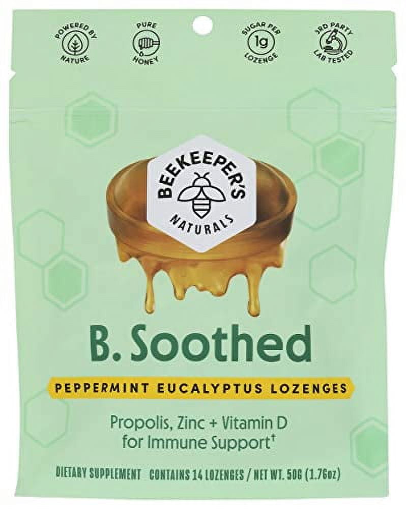 Beekeepers Naturals Propolis Soothing Lozenges - Peppermint Eucalyptus -  14ct
