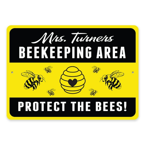 Beekeeping Area Bee Aluminum Metal Decor Sign - 10x14 inches