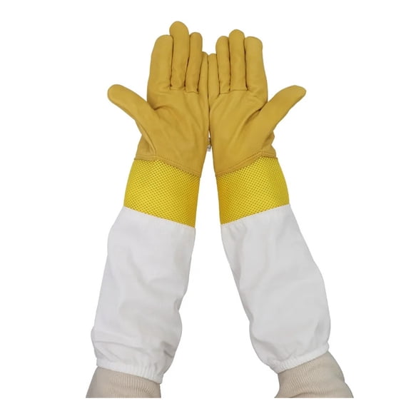 Beekeeping Gloves Yellow Short Mesh Protective Sleeves Breathable Leather And Cloth Anti Bee culture Beekeeping Gloves ,Comprehensive Protection
