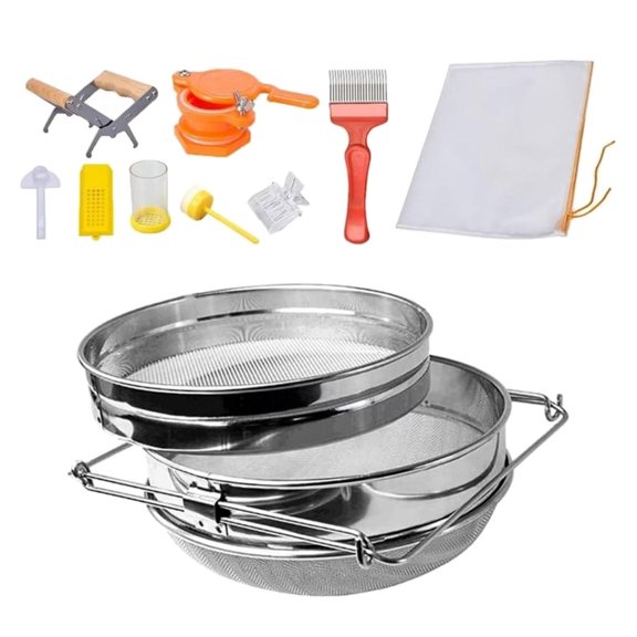 Beekeeper Harvesting Set Honeys Filter Bag Stainless Steel Double Sieve Strainer Frame Holder Beekeepers Uncapping Fork
