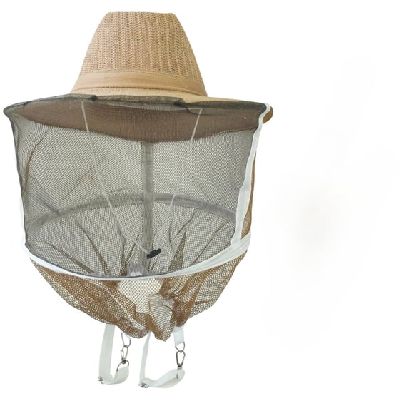 Beekeeping Hat with Veil, Ventilated Bee Keeper Hat with Long Elastic Shoulder Strap Bee Keeping Supplies for Men Women Outdoor Fishing Hiking, Mosquito Net Hat