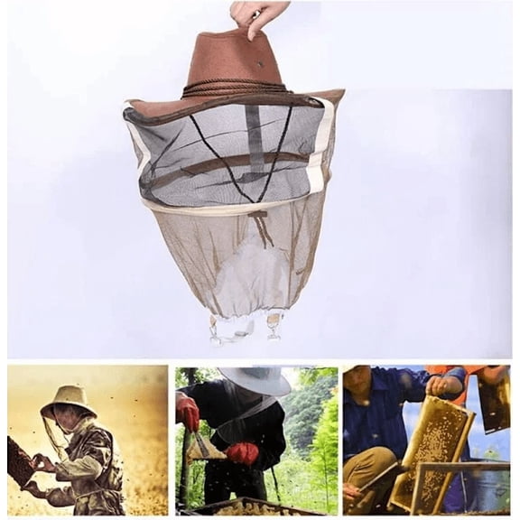 Beekeeping Hat with Veil Poly Cotton Insect Mosquito Net Head Face Protection