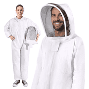 Beekeeping Suit Full Body - Beekeeper Suits Coverall Jacket Outfit Equipment Bee Keeping Supplies with Protective Self Supporting Round Veil Hood for Bee Keeper Hive Bee Box Large