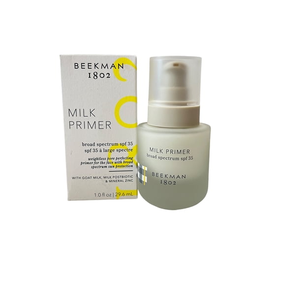 Beekman 1802 - Milk Makeup Primer SPF 35 2-In-1 Daily Sunscreen Defense & Makeup - Invisible, Natural, Mineral, Zinc Oxide Sunscreen & Face Primer for Sensitive Skin - 1 oz