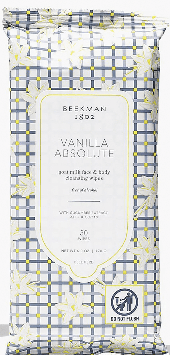 Beekman 1802 Pure Goat Milk Face and Body Cleansing Wipes Vanilla Absolute 2-Pack (60 Wipes, 12 oz) | Alcohol-Free | Nourishing & Gentle for Sensitive Skin