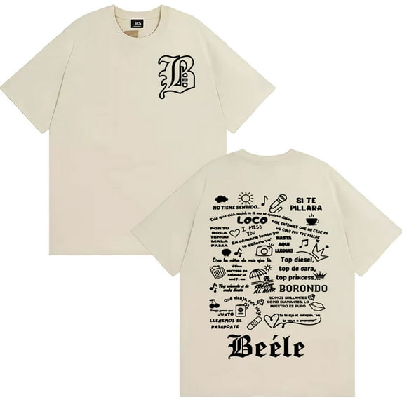 Beele 2025 Borondo Tour Merch Unisex Oversized Cotton Printed Short Sleeve T-Shirt - Retro Hip Hop Casual Streetwear