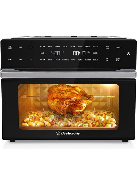 Beelicious® 32 Quart Air Fryer Ovens, Extra Large Air Fryer with Rotisserie and Dehydrator, 19-in-1 Toaster Oven Convection Oven Combo, 6 Accessories