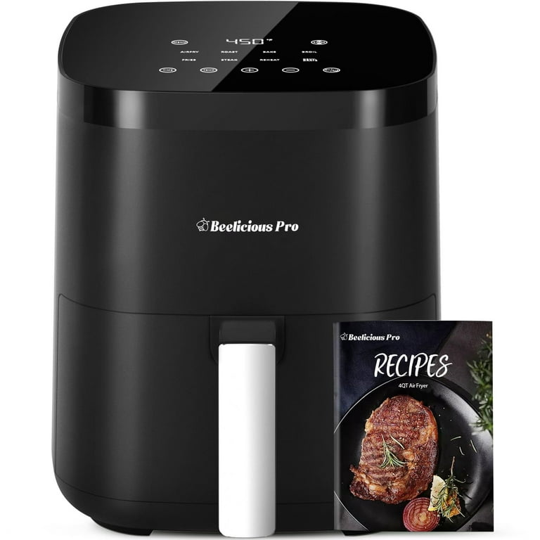 Beelicious Air Fryer, 8-in-1 Smart Compact 4QT Air Fryers with Shake  Reminder, 450°F Digital Airfryer with Flavor-Lock Tech, Tempered Glass  Disaplay, Dishwahser-Safe&Nonstick, Fit for 2-4 People,Black 