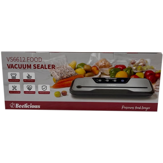 Beelicious Vacuum Sealer Machine, with Starter Kit Beelicious Automatic Air Sealing for Food Storage, Build-in Cutter, Moist Mode, EXT-VAC