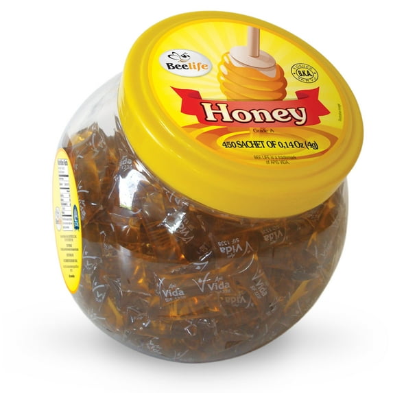 Beelife 100% Pure Raw and Unfiltered Honey Packets - Individual Honey Packets- 450 Single serve Packets - 3.96 Lb