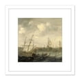 thumbnail image 1 of Beelt Dutch Herring Fleet Under Sail Ship Painting 8X8 Inch Square Wooden Framed Wall Art Print Picture with Mount, 1 of 4
