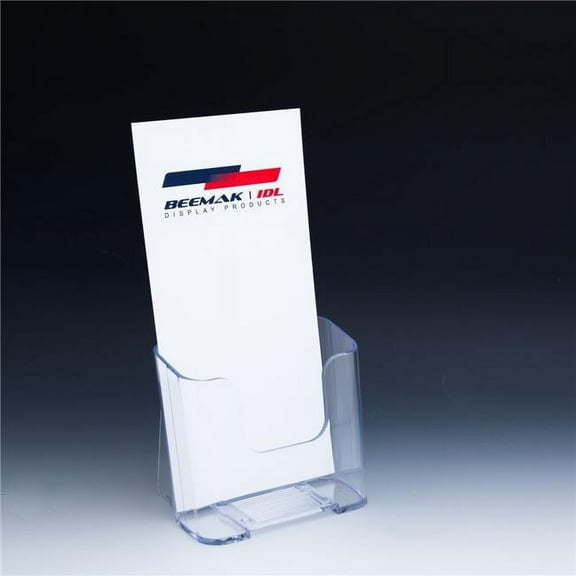 Beemak Plastics TK 4-C-BC Countertop Trifold Brochure Holder With Business Card Pocket, Clear