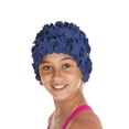 thumbnail image 1 of Beemo Kids Girls Swim Caps Age 7-14 Latex 3 Flowers - Navy, 1 of 4