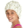 thumbnail image 1 of Beemo Kids girls Swim Caps Age 7-14 Floral Petal Latex - White, 1 of 4
