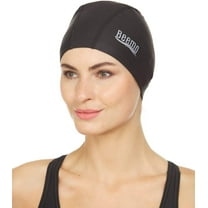 Beemo Latex Lycra Swim Cap for Long or Short Hair - Stretchable Head Cap - Black