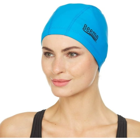 Beemo Latex Lycra Swim Cap for Long or Short Hair - Stretchable Head Cap - Royal Blue