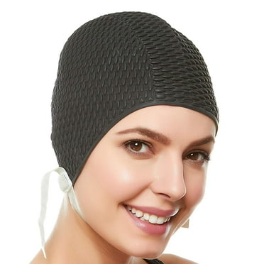 Beemo Retro Style Swim Bathing Caps for Women or Girls - H5137black