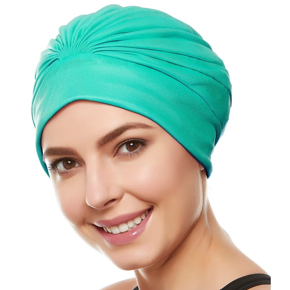 Beemo Swim Bathing Cap Turban Polyester for Women & Girls - Green