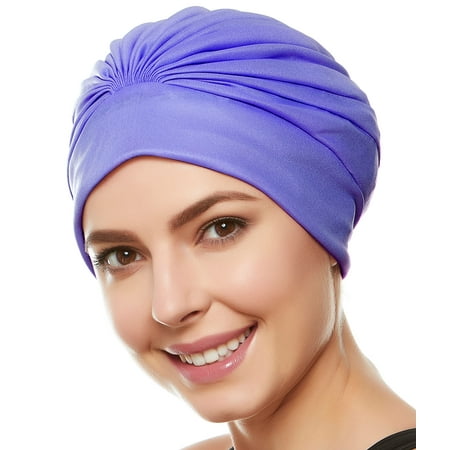 Beemo Swim Bathing Cap Turban Polyester for Women & Girls - Purple